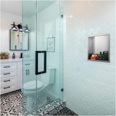 ENKI Brushed Steel Shower Niche 300x300 - 3