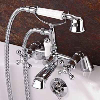 ENKI BT8608 Traditional Bath Shower Mixer Taps Chrome Cross Victorian BEAUMONT - 5