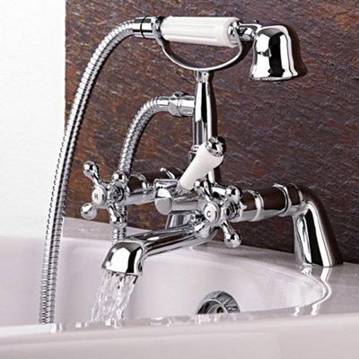 ENKI BT8608 Traditional Bath Shower Mixer Taps Chrome Cross Victorian BEAUMONT - 6