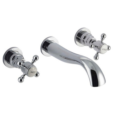 ENKI Camberley Chrome 3-Hole Wall Mounted Brass Basin Mixer Tap BT8705