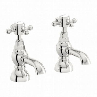 ENKI Camberley Chrome Pillar Solid Brass Hot & Cold Basin Taps BT8706