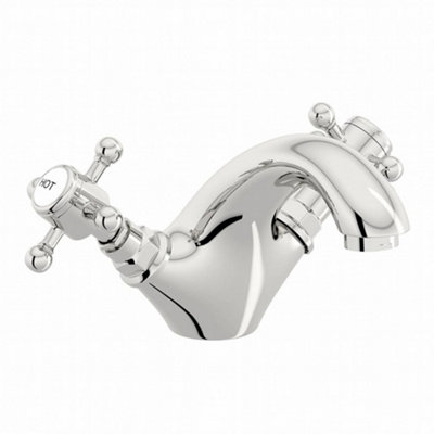 ENKI Camberley Chrome Traditional Cross Handle Brass Basin Mixer Tap BT8703