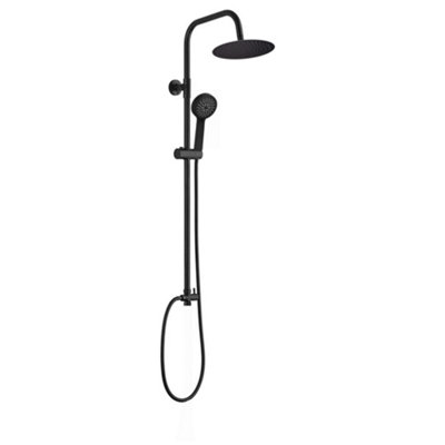 ENKI Carre Black Round Overhead Ultra Slim Rain Shower & Riser Kit RG017