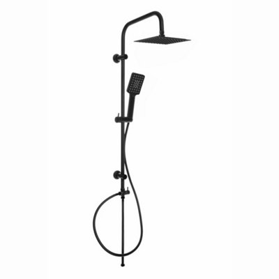 ENKI Carre Black Square Ultra Slim Shower Riser Rail Kit 950mm