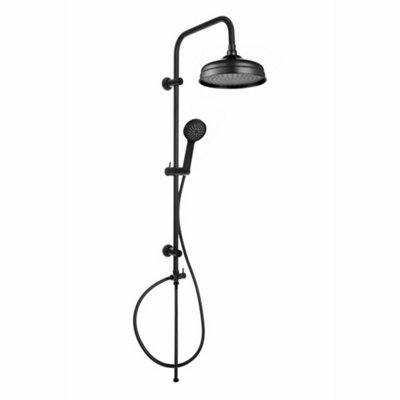 ENKI Carre Black Traditional Solid Brass Shower Riser Rail Kit 950mm