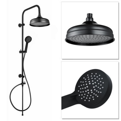 ENKI Carre Black Traditional Solid Brass Shower Riser Rail Kit 950mm
