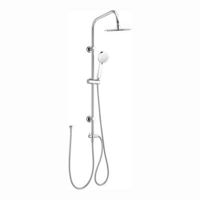 ENKI Carre Chrome Modern Classic Bathroom Solid Stainless Steel 3-Function Round Overhead Ultra Slim Rain Shower & Riser Rail Kit Price Comparisons | Compare The Build