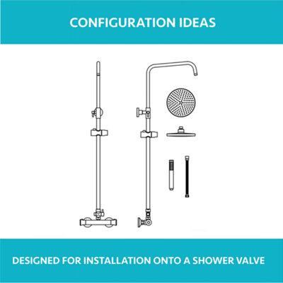 ENKI Carre Chrome Modern Classic Bathroom Solid Stainless Steel Adjustable Square Overhead Ultra Slim Rain Shower & Riser Rail Kit