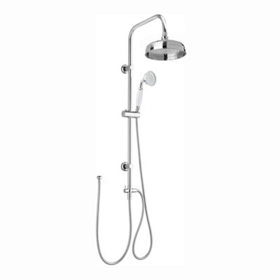ENKI Carre Chrome Modern Classic Bathroom Solid Stainless Steel Brass Dual Adjustable Traditional Rain Shower & Riser Rail Kit