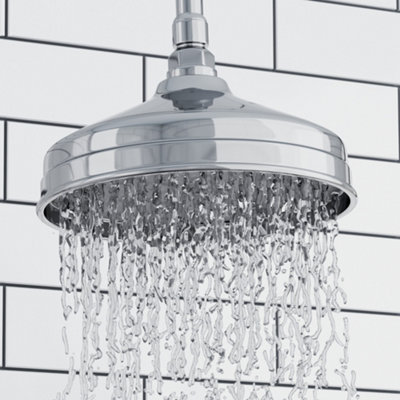 ENKI Carre Chrome Modern Classic Bathroom Solid Stainless Steel Brass Dual Adjustable Traditional Rain Shower & Riser Rail Kit
