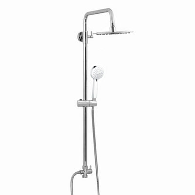 ENKI Carre Chrome Round Overhead Ultra Slim Rain Shower & Riser Kit RG015