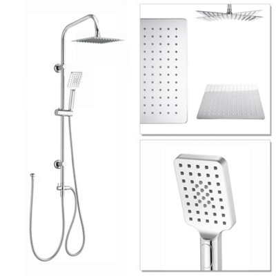 ENKI Carre Chrome Square Ultra Slim Shower Riser Rail Kit 950mm