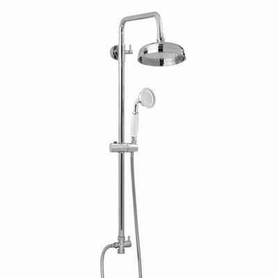 ENKI Carre Chrome Traditional Overhead Solid Brass Rain Shower & Riser Kit RG018