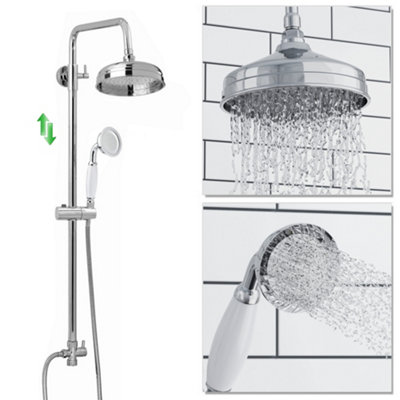ENKI Carre Chrome Traditional Overhead Solid Brass Rain Shower & Riser Kit RG018