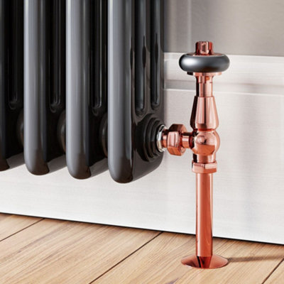ENKI Chelsea Rose Gold Traditional Angled Thermostatic Radiator Valves 15mm