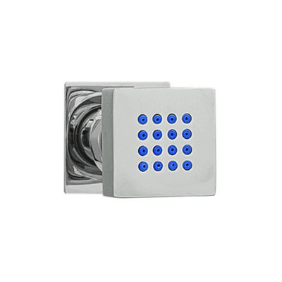 ENKI Chrome Blue Square Rubber Nozzle Shower Body Jet 50mm