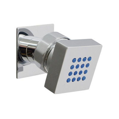 ENKI Chrome Blue Square Rubber Nozzle Shower Body Jet 50mm