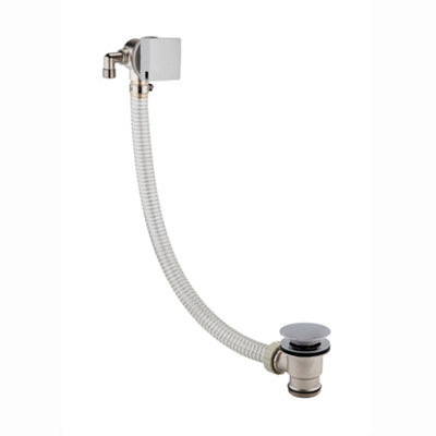 ENKI Chrome Clicker Square Bath Filler with Overflow & Waste Slimline