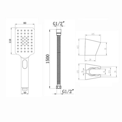 ENKI Chrome Contemporary Square 3-Function with Hose & Wall Bracket Hand Shower Kit EH005 - 5