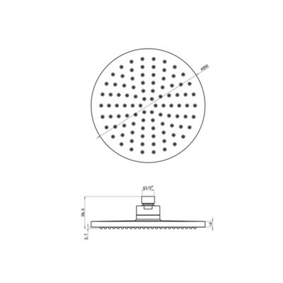 ENKI Chrome Effect Round Fixed Silicone Jet Shower Head 200mm