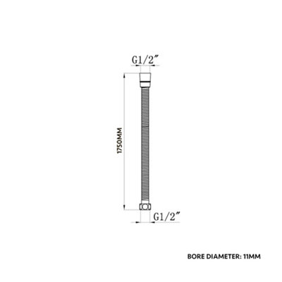 ENKI Chrome Flexi Stainless Steel Shower Hose Large Bore 1.75m - 7
