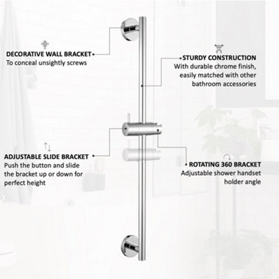 ENKI Chrome Modern Shower Slider Rail with Bracket S12 - 4