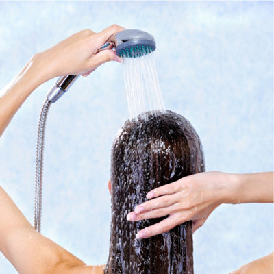 ENKI Chrome Modern Single Function Brass Handheld Shower Head with Hose & Wall Bracket EH001