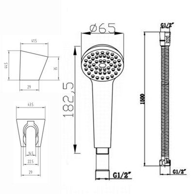 ENKI Chrome Modern Single Function Brass Handheld Shower Head with Hose & Wall Bracket EH001 - 6