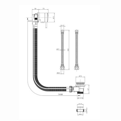 ENKI Chrome Pop Up Round Bath Filler with Overflow & Waste W42 - 5