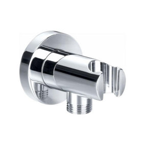 ENKI Chrome Round Solid Brass Shower Head Holder with Outlet O02