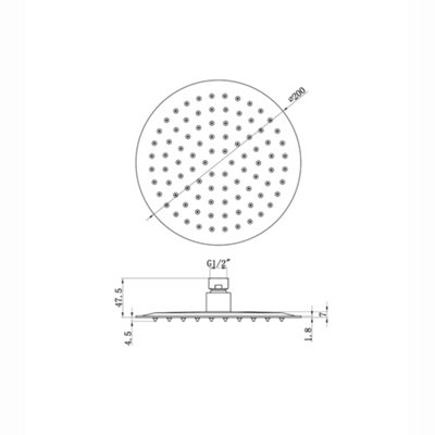 ENKI Chrome Round Ultra Slim Stainless Steel Shower Head 200mm - 5