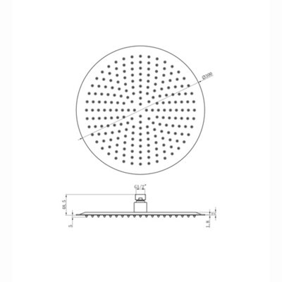ENKI Chrome Round Ultra Slim Stainless Steel Shower Head 300mm - 5