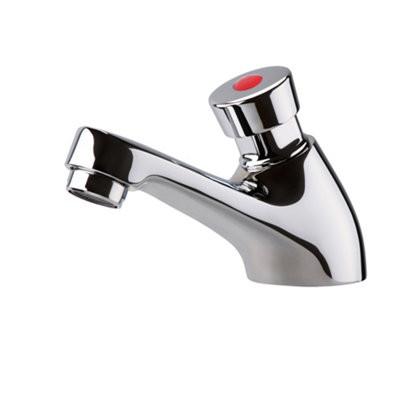 ENKI Chrome Self-Closing Delay Action Bathroom Tap Non-Concussive Basin Tap Pillar BT4000 - 3