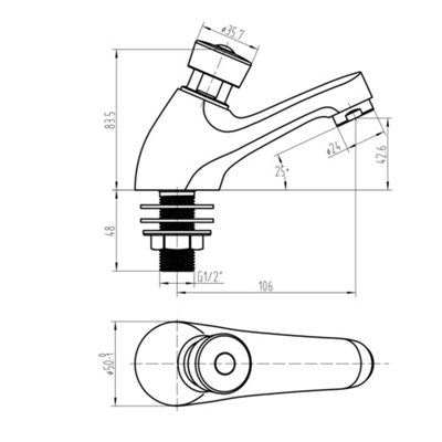 ENKI Chrome Self-Closing Delay Action Bathroom Tap Non-Concussive Basin Tap Pillar BT4000 - 4