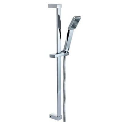 ENKI Chrome Square 3-Setting Stainless Steel Shower Riser Rail Kit ES035