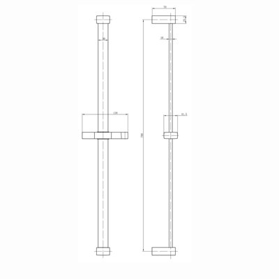 ENKI Chrome Square Stainless Steel Shower Riser Rail Kit S19