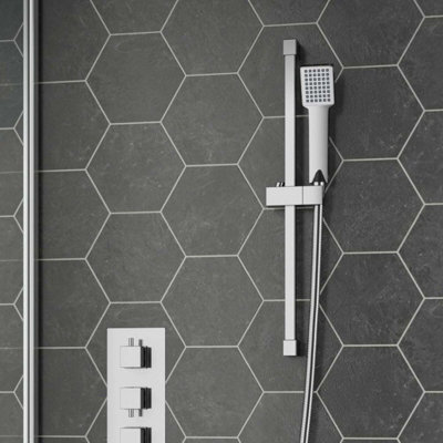 ENKI Chrome Square Stainless Steel Shower Slider Rail S18