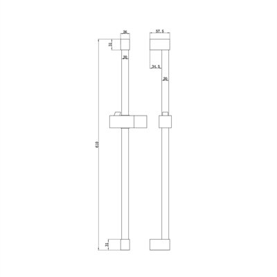 ENKI Chrome Square Stainless Steel Shower Slider Rail S18 - 3