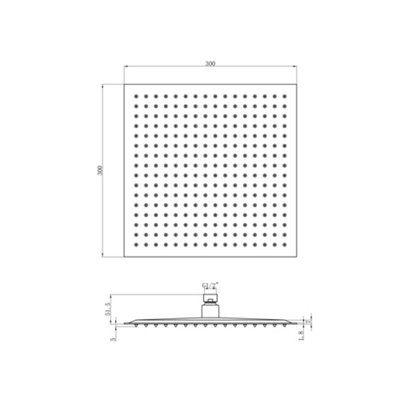 ENKI Chrome Square Ultra Slim Stainless Steel Shower Head 300mm - 4