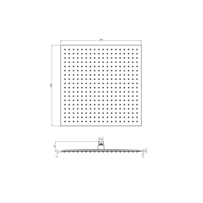 ENKI Chrome Square Ultra Slim Stainless Steel Shower Head 400mm - 4