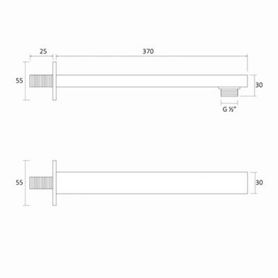 ENKI Chrome Square Wall Mounted Concealed Shower Arm 350mm - 3