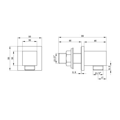 ENKI Chrome Square Wall Mounted Solid Brass Shower Outlet L03