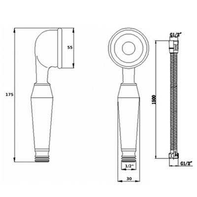 ENKI Chrome Traditional Brass Handheld Shower Head & Hose EH002 - 3