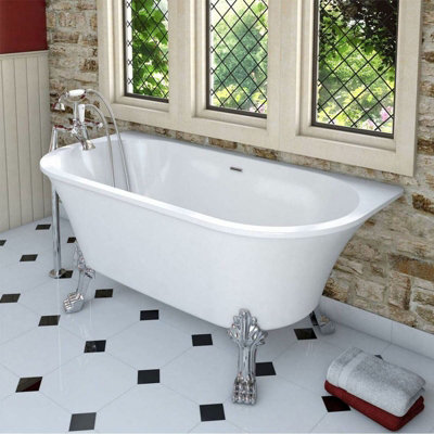 ENKI Chrome Traditional Modern Bathroom Brass Durable Hard-Wearing Body Easy to Fit Bath Shower Mixer Tap Standpipes (H) 870mm P24