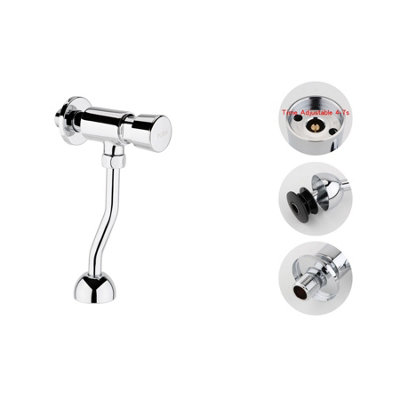 Enki Chrome Vision BT4027 Urinal Flush Valve Toilet Part Manual Push Button Automatic Shut Off