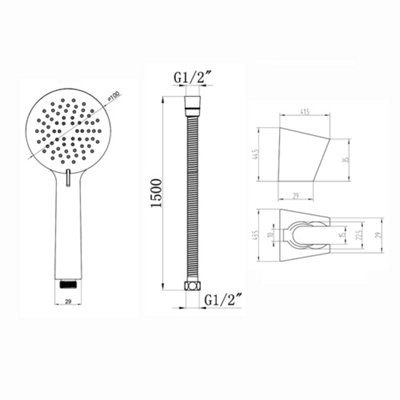 ENKI Contemporary Black 3-Function Handheld Shower Head & Hose Kit EH023 - 7