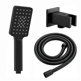 ENKI Contemporary Black Square 3-Function Hand Shower Kit with Hose & Bracket EO021