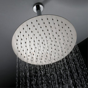 ENKI Contemporary Chrome Fixed Ceiling Mounted Stainless Steel Shower Head & Arm 12"