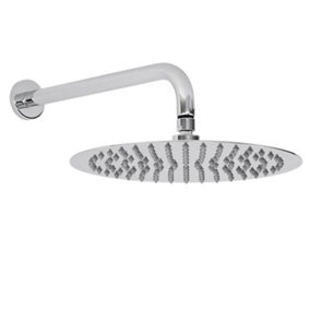 ENKI Contemporary Chrome Fixed Wall Mounted Stainless Steel Shower Head & Arm 12"