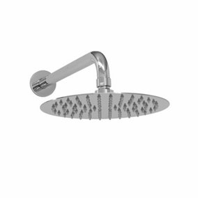 ENKI Contemporary Chrome Fixed Wall Mounted Stainless Steel Shower Head & Arm 8"